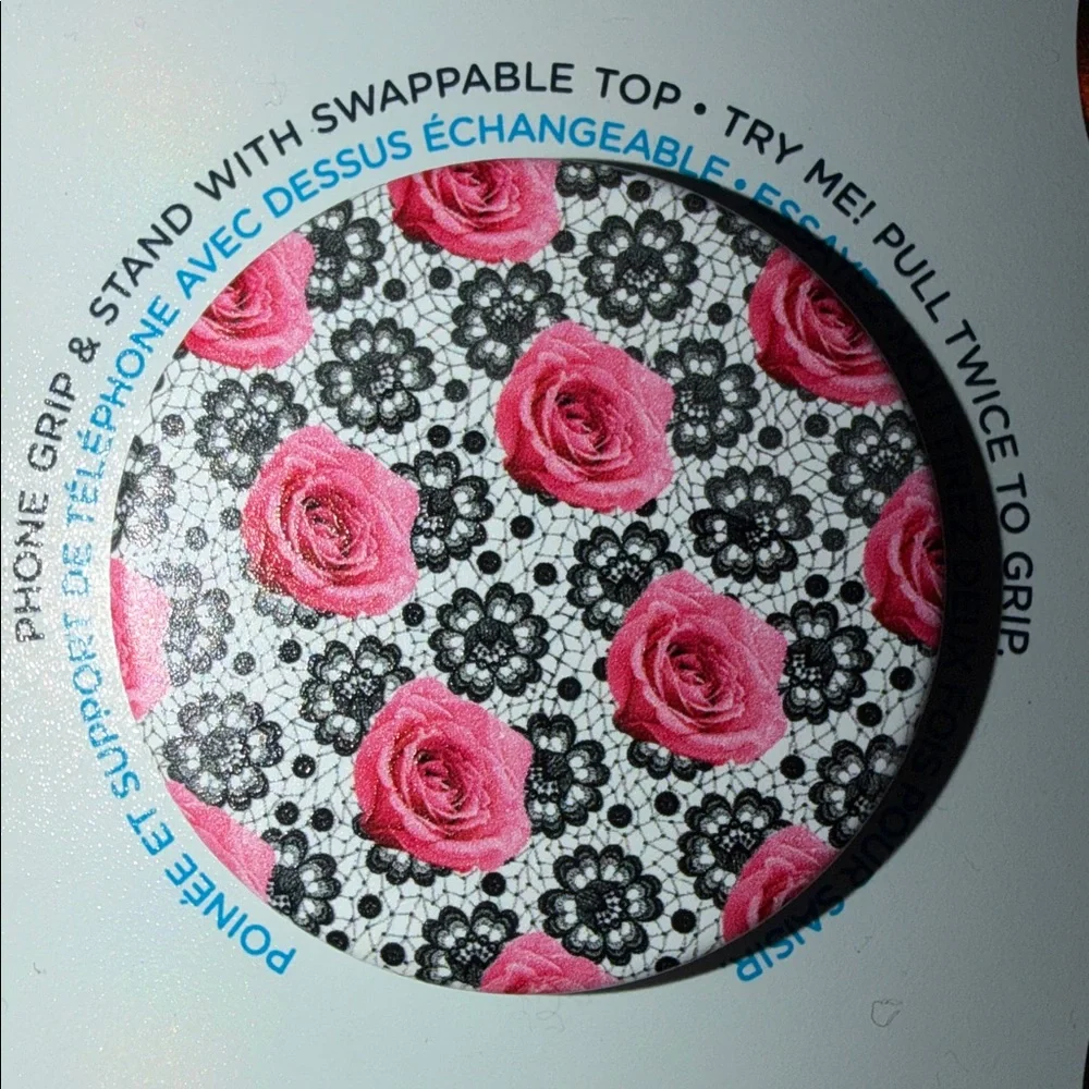 PopSocket PopGrip with Pink Rose Design